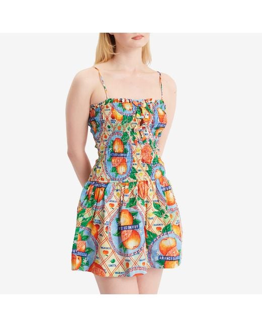 Damson Madder Fleur Shirred Mini Dress | Lyst