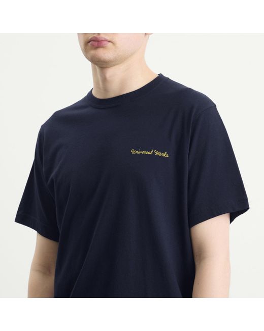 Universal Works Blue Wish You Were Here T-Shirt for men