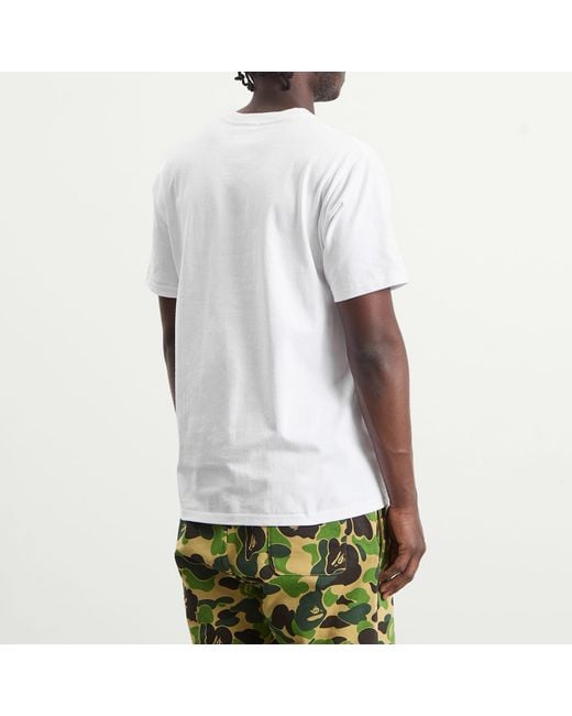 A Bathing Ape White Colour Camo College T-Shirt for men