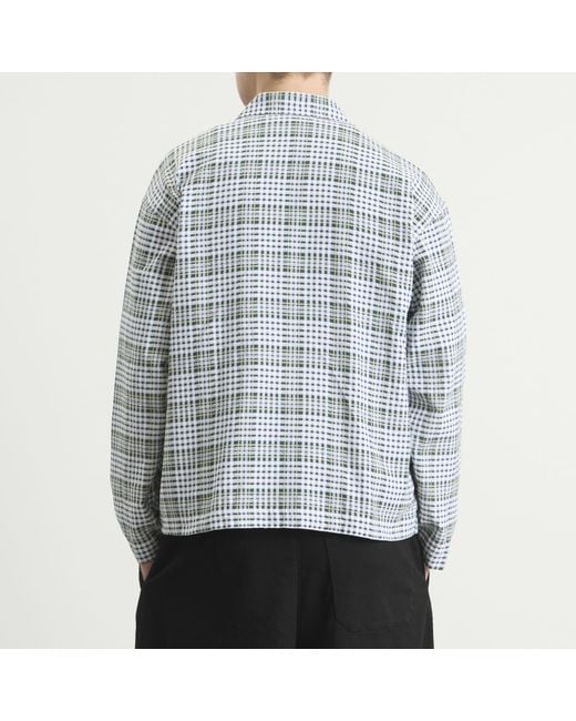 YMC Gray Cotton Check Pj Overshirt for men