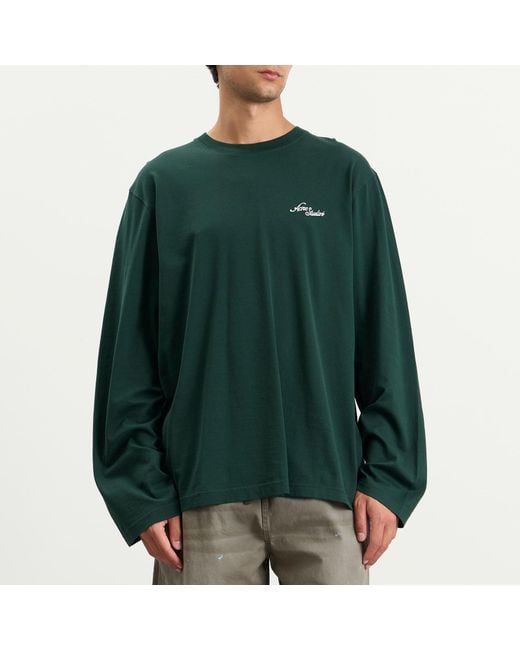 Acne Green Edden Small Venice Logo Long Sleeve T-Shirt for men