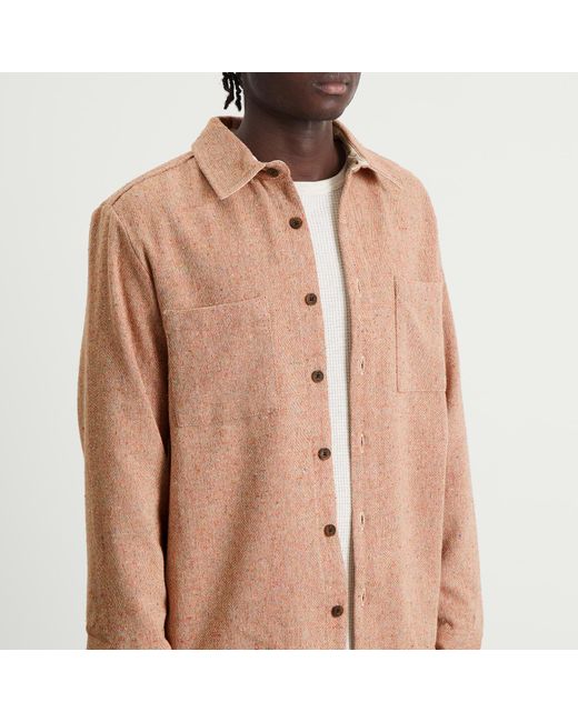 Wax London Natural Whiting Wool Fleck Overshirt for men