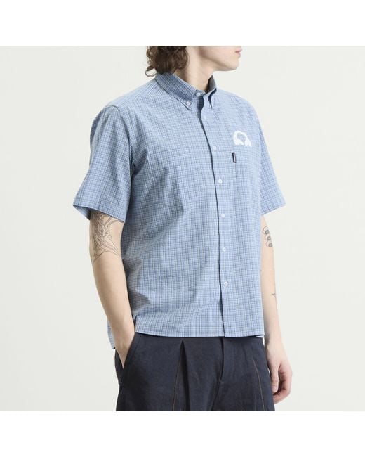 No Problemo Blue Alien-O Print Check Shirt for men