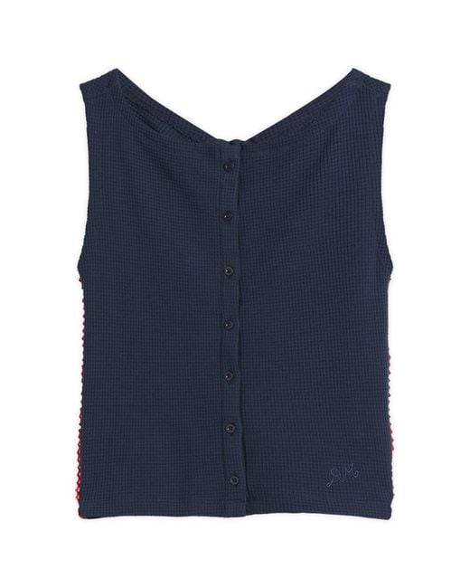 Damson Madder Blue Devon Pointelle Polo Top
