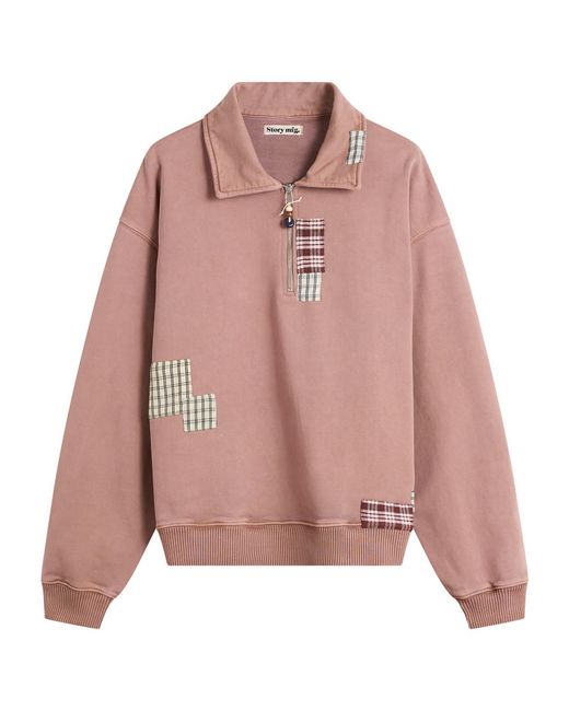 STORY mfg. Pink Story Mfg Geo Patchwork Pullover for men
