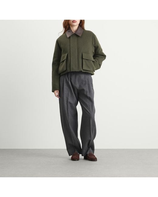 Auralee Green Flannel Padded Short Jacket