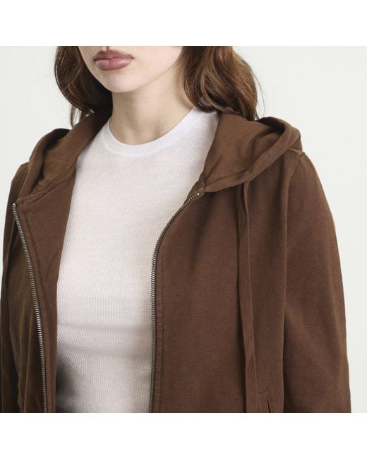 Entire studios Brown Lightweight Crop Zip-Up Hoodie