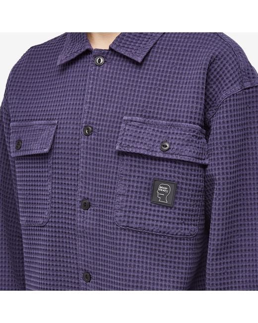 Brain Dead Purple Waffle Button Overshirt for men