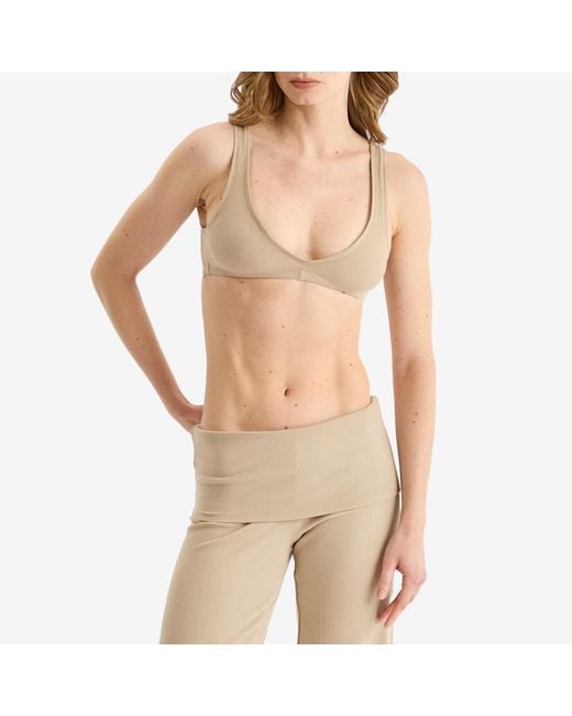 Skims Natural Cotton Rib Bralette