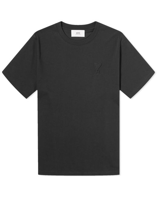 AMI Black Embossed Heart T-Shirt for men
