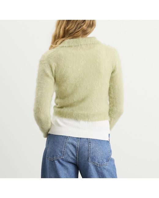 Auralee Green Mohair Knit Polo