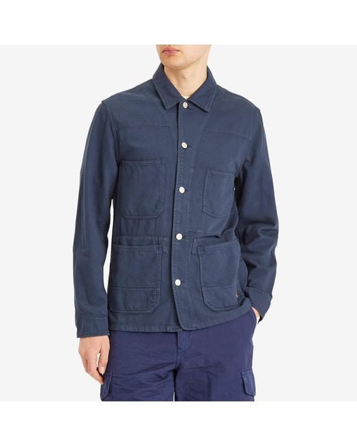 Paul Smith Blue Broad Stripe Zebra Chore Jacket for men