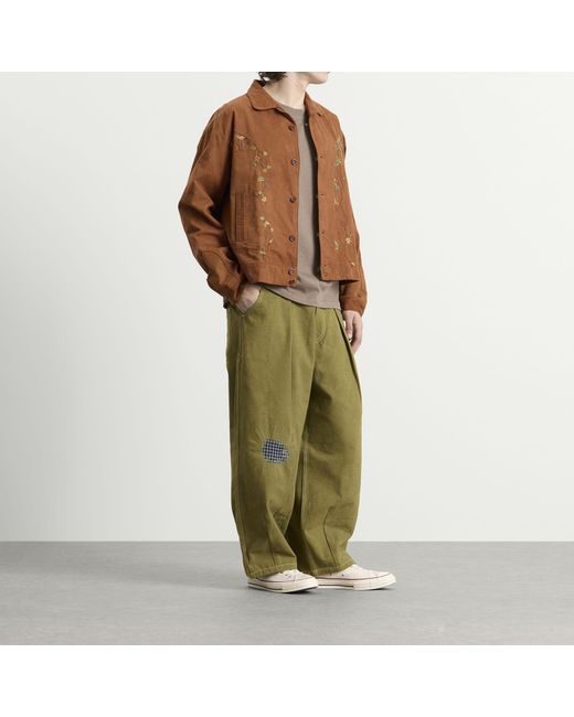 STORY mfg. Brown Hand Embroidered Wander Jacket for men