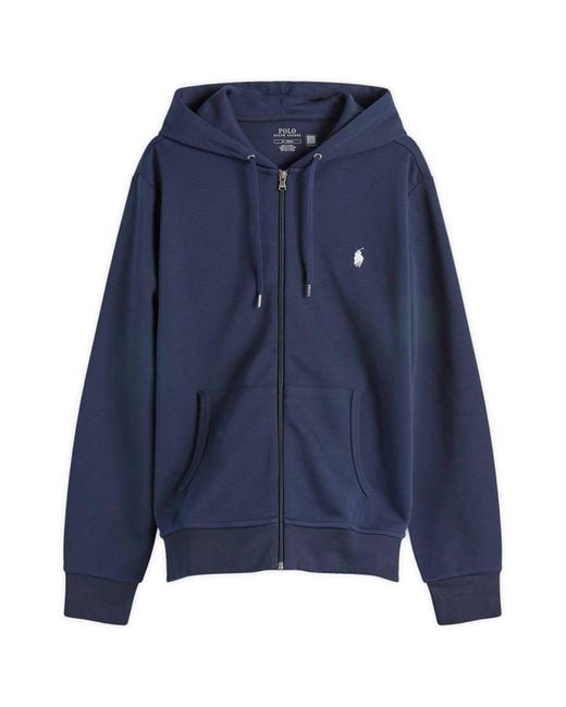 Polo Ralph Lauren Double Knit Tech Zip Hoodie in Blue for Men Lyst UK