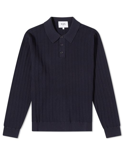Wax London Blue Oban Vertical Knit Polo Shirt for men