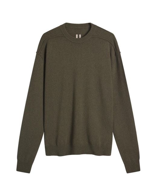 Rick Owens Green Round Neck Knit Crew for men