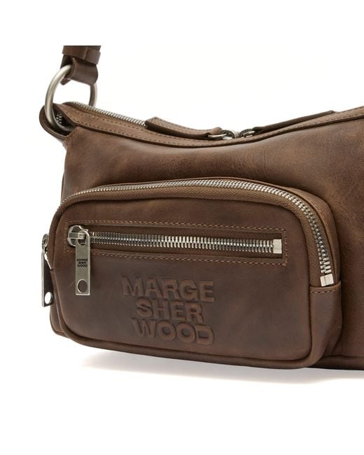 MARGE SHERWOOD Brown Outpocket Hobo Mini Bag