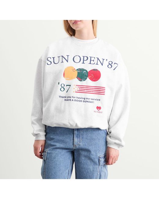 SUNDAYFRUITMARKET White Open Sun Crewneck