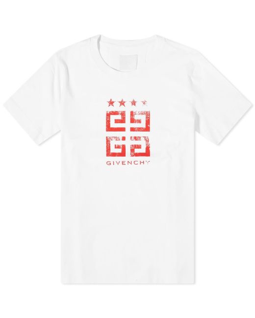 Givenchy White 4G Stamp Logo T-Shirt for men