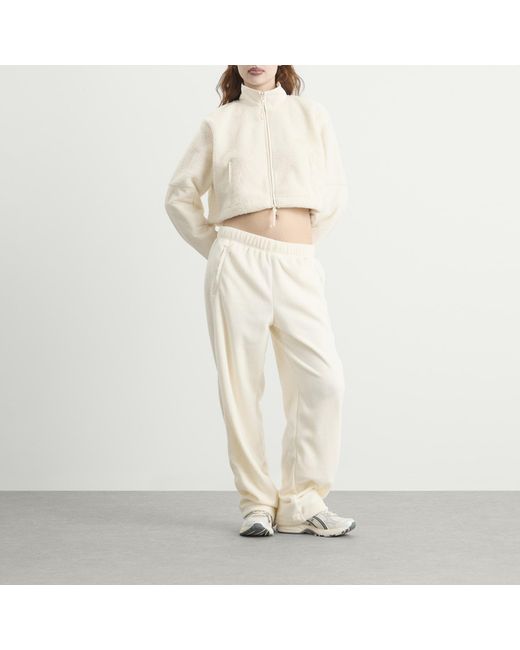 Skims White Teddy Funnel Neck Cropped Jacket