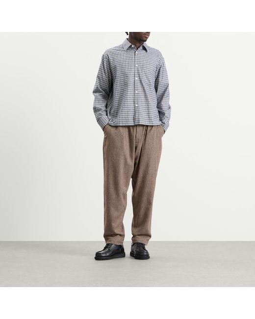 Universal Works Brown Wool Herringbone Pleated Track Pant for men