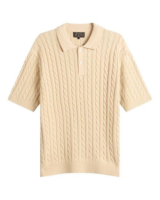 Beams Plus Natural Cable Knit Polo for men
