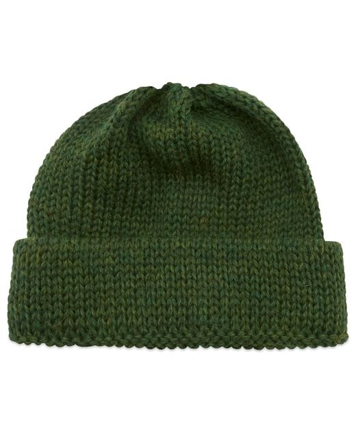 Universal Works Green British Wool Short Watch Cap for men