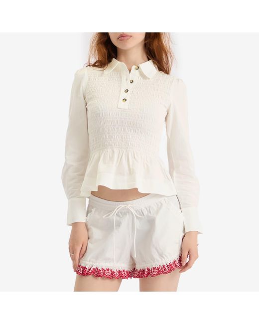 Damson Madder White Hazel Shirred Shirt