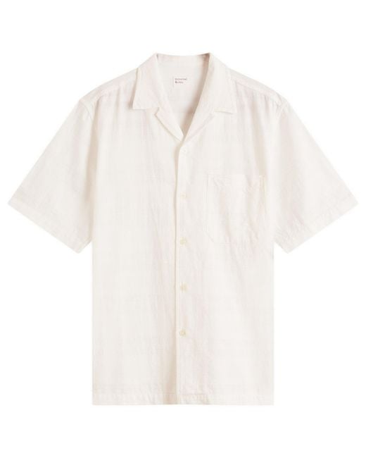 Universal Works White Deffe Self Stripe Minari Shirt for men