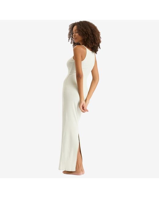 Skims White Cotton Rib Long Tank Dress