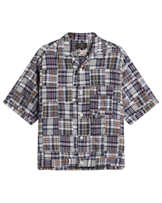 Beams Plus Gray Patchwork Madras Cabana Shirt for men