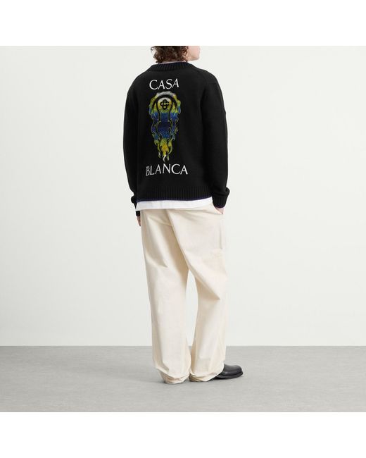 Casablanca Black Flaming Tennis Ball Cardigan for men