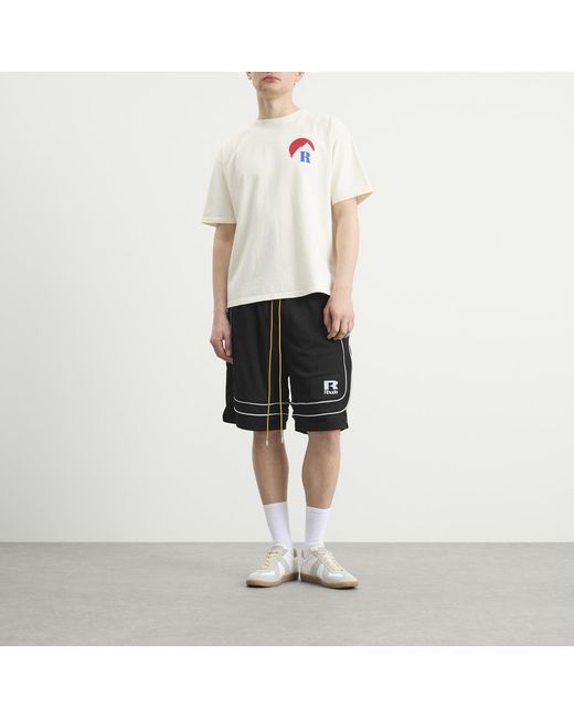 Rhude Black Baggy Mesh Basketball Shorts for men