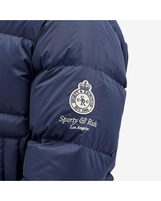 Sporty & Rich Blue Crown La Puffer Jacket