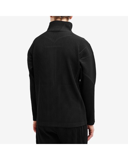 Homme Plissé Issey Miyake Black Pleated Zip Up Cardigan for men