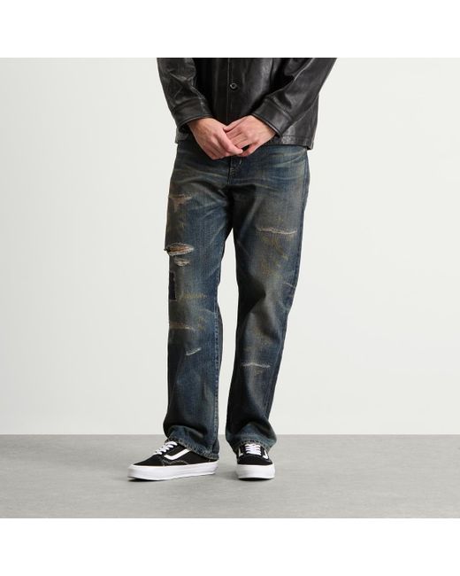 Neighborhood Straight Leg Savage Selvedge Denim Jeans in Blue for