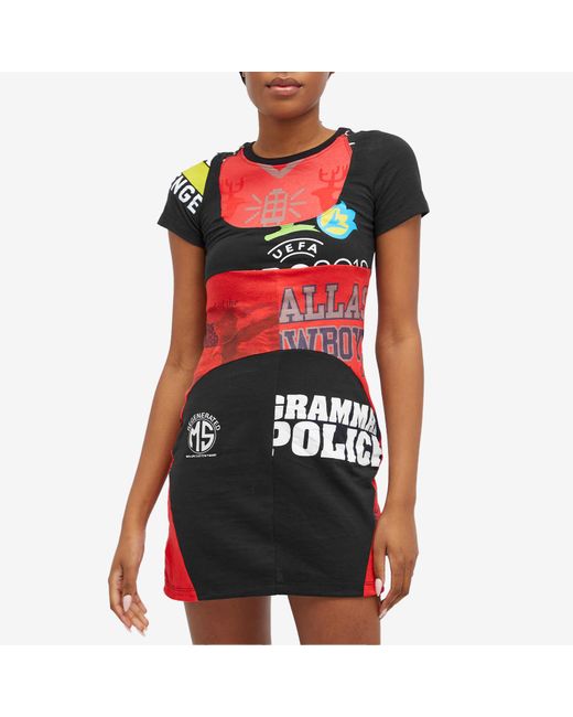 MARINE SERRE Black Regenerated Graphic Mini T-Shirt Dress