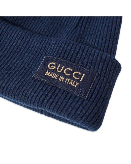 Gucci Blue Patch Beanie Hat for men
