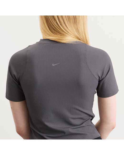 Nike Gray Zenvy Rib Short Sleeve Top