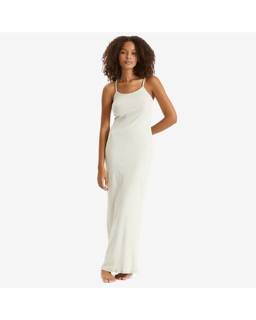 Skims White Cotton Rib Long Tank Dress