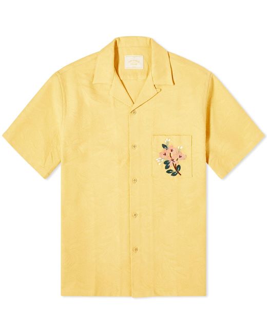 Portuguese Flannel Yellow Beach Resort Embroidered Flowers Vacation for men