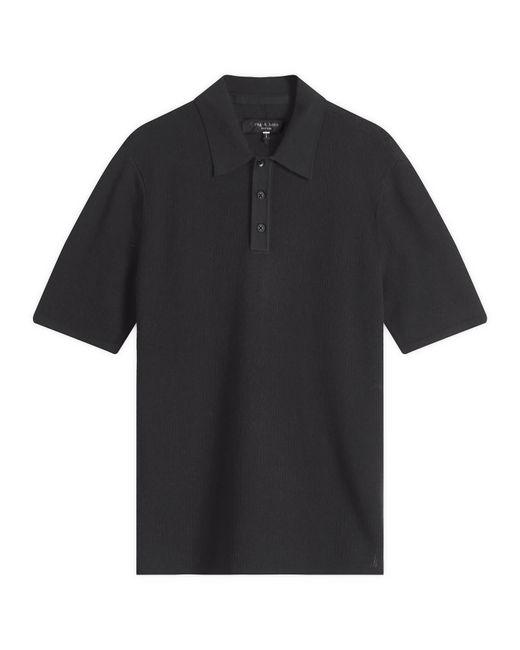 Rag & Bone Black Harvey Knit Polo Shirt for men