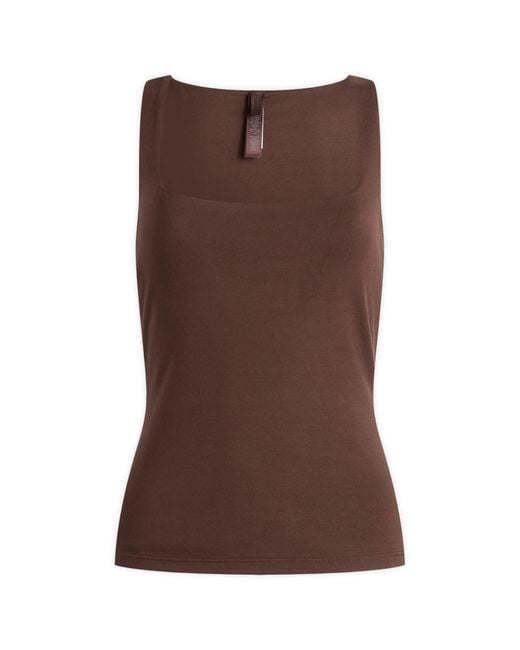 Skims Brown Smooth Layers Square Neck Tank Top