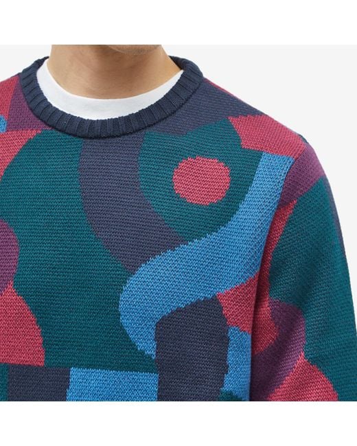 by Parra Blue Knotted Crew Knit for men