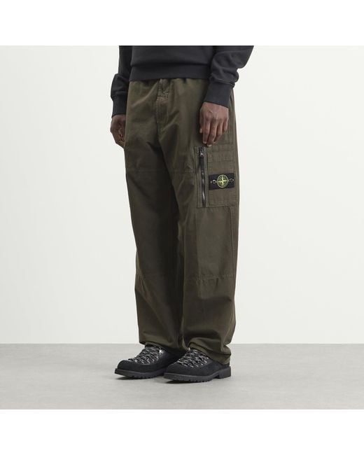 Stone Island Gray Organic Cotton Ripstop Cargo Pants for men