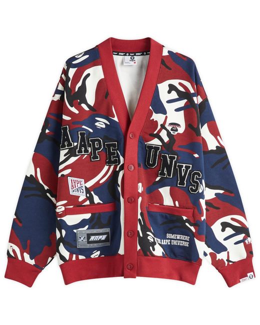 Aape By A Bathing Ape Red Aape Unvs Camo Cardigan for men