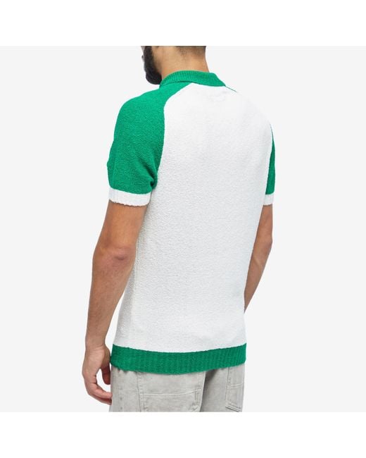 Casablancabrand Green Logo-patch Bouclè Polo Shirt for men