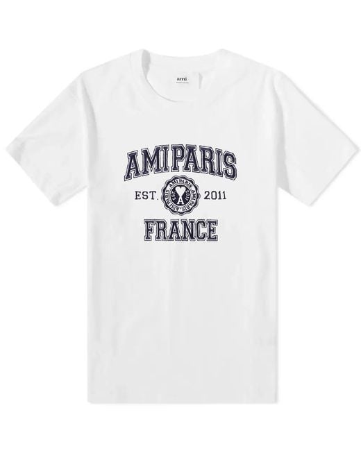 AMI White Paris France T Shirt for men
