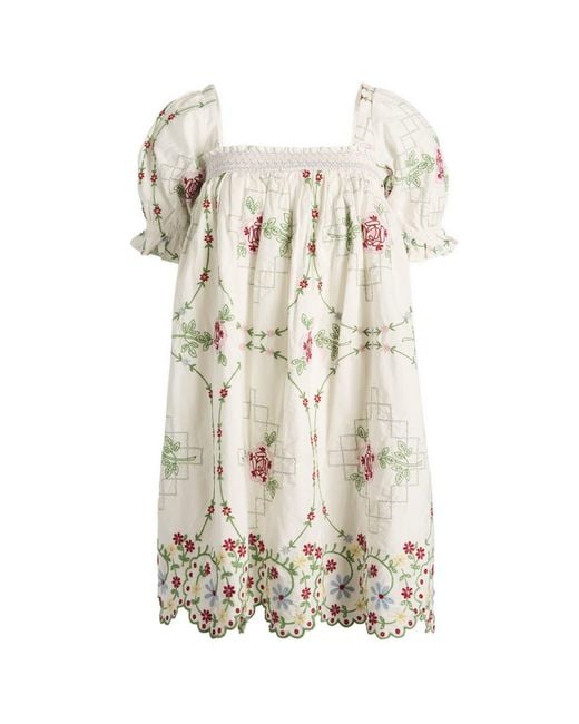 Damson Madder Lulu Mini Dress in Natural | Lyst