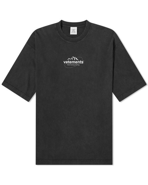 Vetements Black Spring Water Logo T-Shirt for men